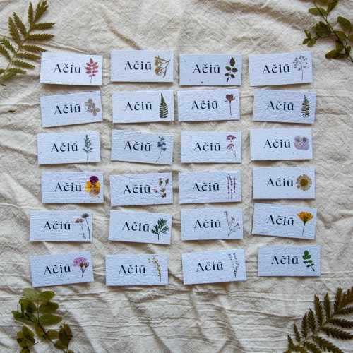 Mini AČIŪ kortelės 3x6 cm, 30 vnt.