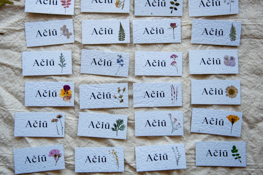Mini AČIŪ kortelės 3x6 cm, 30 vnt.