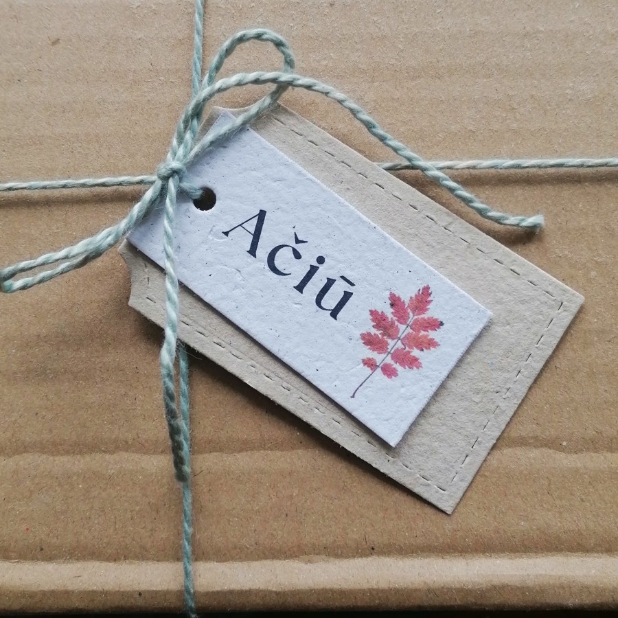 Mini AČIŪ kortelės 3x6 cm, 30 vnt.