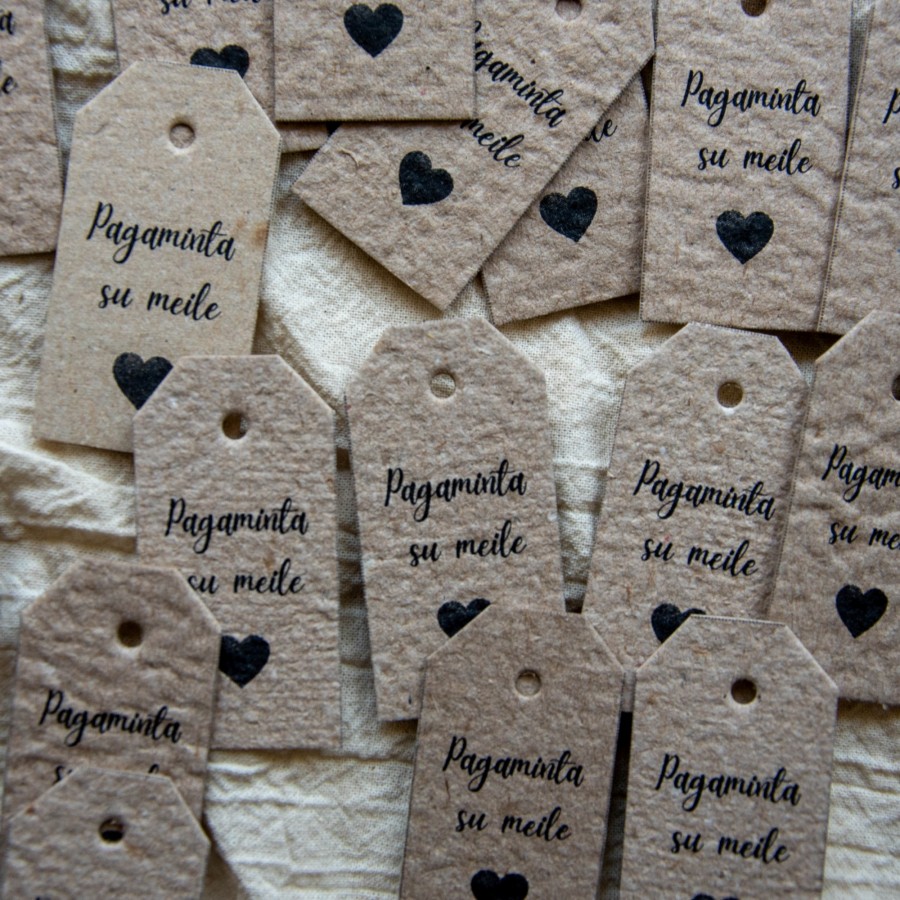 PAGAMINTA etiketės 3x6 cm, 20 vnt.